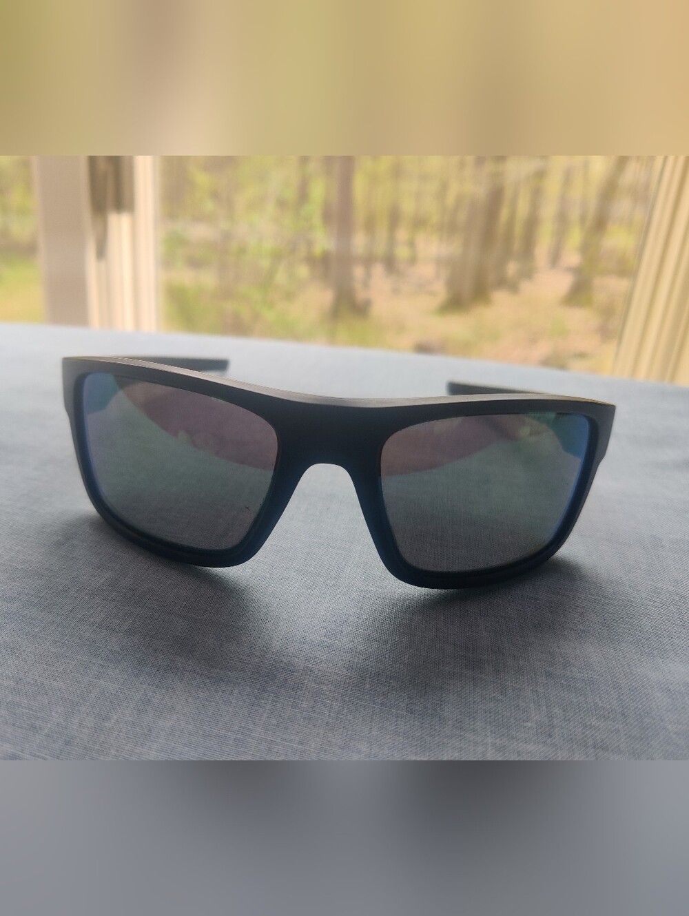 Oakley Matte Black Frame Blue Mirrored Lens Sunglasses